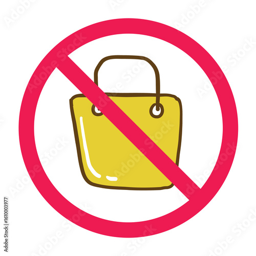 No shopping bag sign, forbidden shopping symbol, grocery bag restriction icon