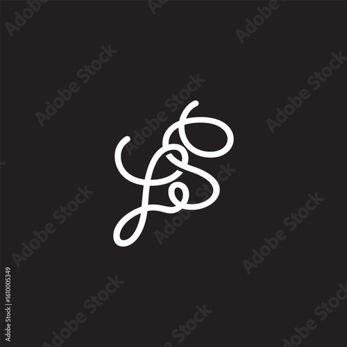 letter ls simple curves linear linked logo vector