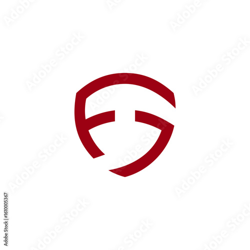 letter fg shield emblem simple geometric logo vector