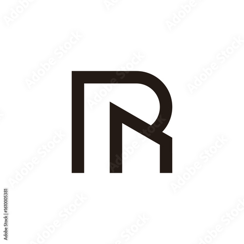 letter rn simple geometric linear linked logo vector