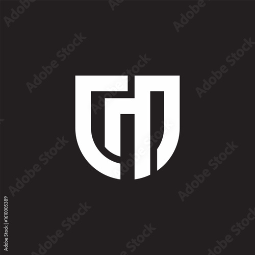 letter cm stripes black shield emblem logo vector