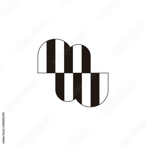 letters mw simple stripes vintage geometric logo vector