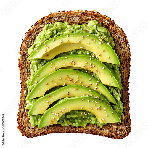 Avocado Toast with Sliced Avocado on Whole Grain Bread