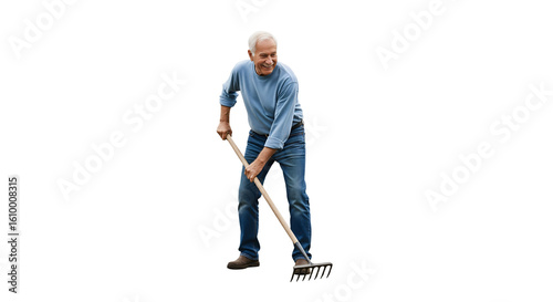 An elderly person practicing gardening with joy