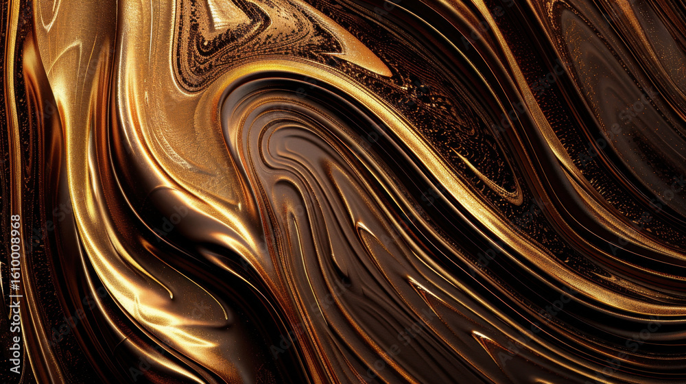 Obraz premium Radiant gold swirl texture in luminous design creates captivating visual experience. rich tones of gold and brown blend seamlessly, evoking sense of elegance and luxury