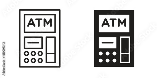 Atm icon outline vector Thin line. flat vector simple elements.