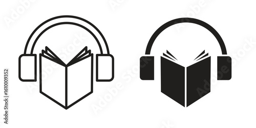 Audio book icon outline vector Thin line. flat vector simple elements.