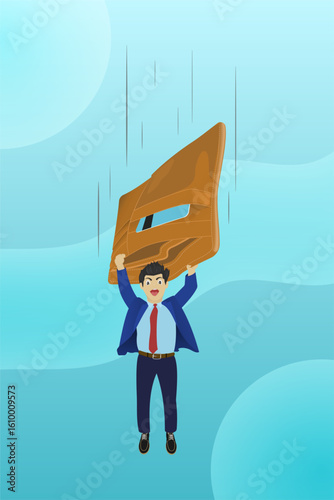 illustration of a man going bankrupt with his wallet due to inflation.
