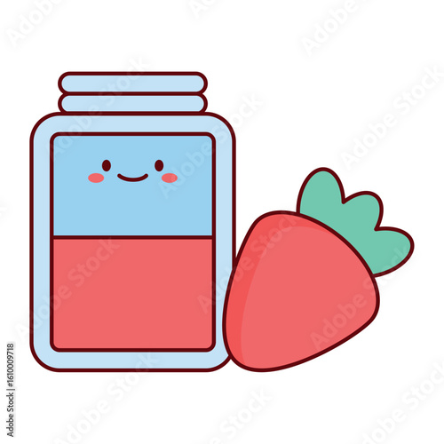 Fresh Strawberry Juice Vegan Illustration