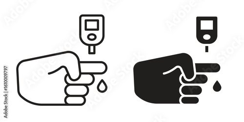 Blood sugar test icon outline vector Thin line. flat vector simple elements.