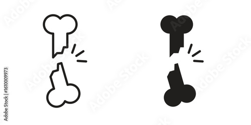 Broken bone icon outline vector Thin line. flat vector simple elements.