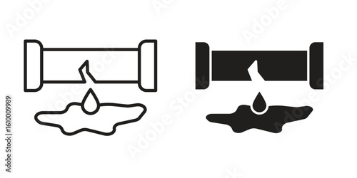 Broken pipe icon outline vector Thin line. flat vector simple elements.