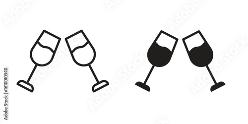 champagne glasses icon outline vector Thin line. flat vector simple elements.