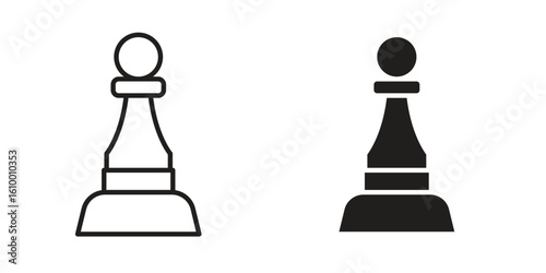 Chess pawn icon outline vector Thin line. flat vector simple elements.
