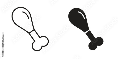 Chicken leg icon outline vector Thin line. flat vector simple elements.