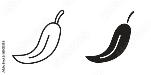 chilli pepper icon outline vector Thin line. flat vector simple elements.
