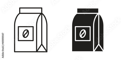Coffee paper bag icon outline vector Thin line. flat vector simple elements.