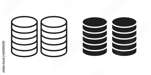 Coins stack icon outline vector Thin line. flat vector simple elements.