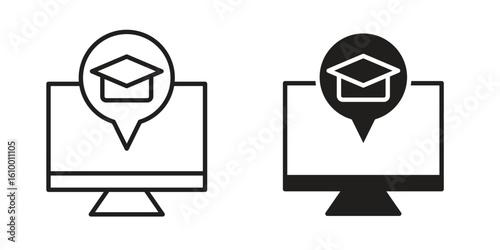 E learning icon outline vector Thin line. flat vector simple elements.