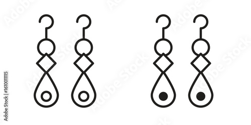 Earrings icon outline vector Thin line. flat vector simple elements.