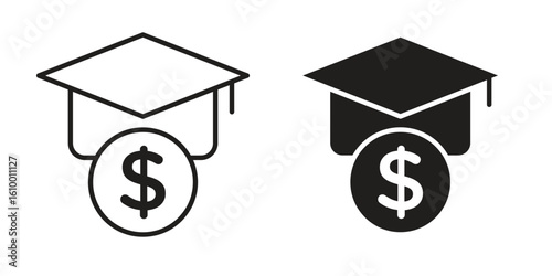 Education cost icon outline vector Thin line. flat vector simple elements.