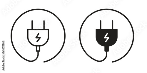Electric plug icon outline vector Thin line. flat vector simple elements.