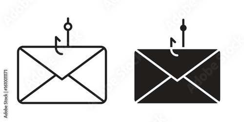 Email phishing icon outline vector Thin line. flat vector simple elements.