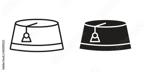 Fez hat icon outline vector Thin line. flat vector simple elements.