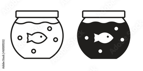 Fish bowl icon outline vector Thin line. flat vector simple elements.