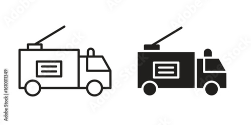 Fire truck icon outline vector Thin line. flat vector simple elements.