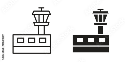 Flight Control tower icon outline vector Thin line. flat vector simple elements.
