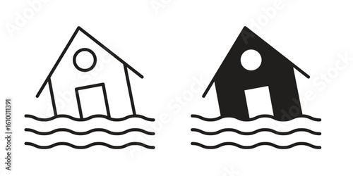 Flood icon outline vector Thin line. flat vector simple elements.