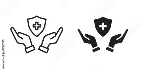 Health insurance icon outline vector Thin line. flat vector simple elements.