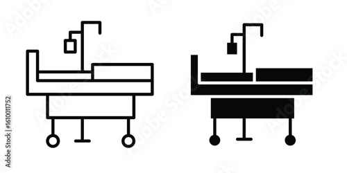 Hospital bed icon outline vector Thin line. flat vector simple elements.