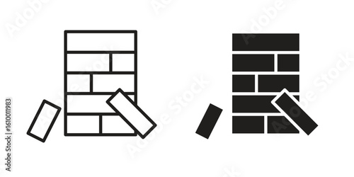 Jenga icon outline vector Thin line. flat vector simple elements.
