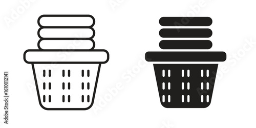 Laundry basket icon outline vector Thin line. flat vector simple elements.
