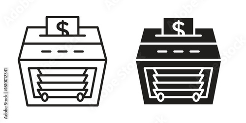 Money counting machine icon outline vector Thin line. flat vector simple elements.