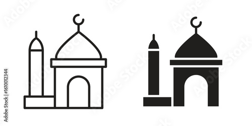 Mosque icon outline vector Thin line. flat vector simple elements.