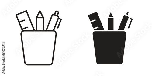 Pencil holder icon outline vector Thin line. flat vector simple elements.