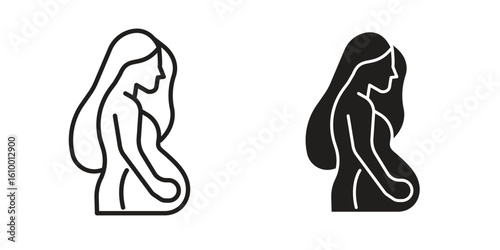 Pregnant woman icon outline vector Thin line. flat vector simple elements.