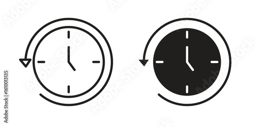 Rewind time icon outline vector Thin line. flat vector simple elements.