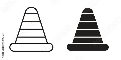 Road cone icon outline vector Thin line. flat vector simple elements.
