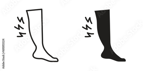 Shin pain icon outline vector Thin line. flat vector simple elements.