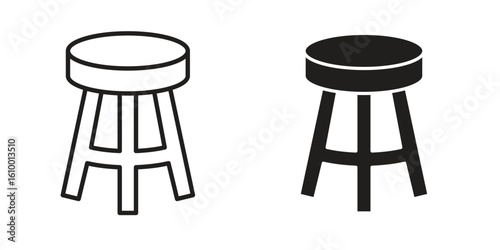 Stool icon outline vector Thin line. flat vector simple elements.
