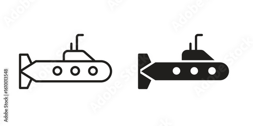 Submarine icon outline vector Thin line. flat vector simple elements.