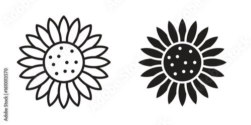 Sunflower icon outline vector Thin line. flat vector simple elements.