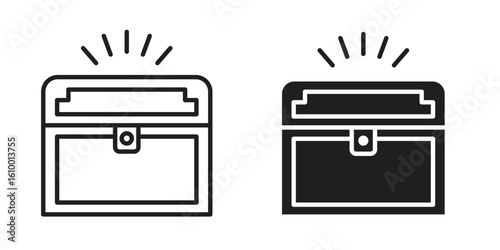 Treasure chest icon outline vector Thin line. flat vector simple elements.