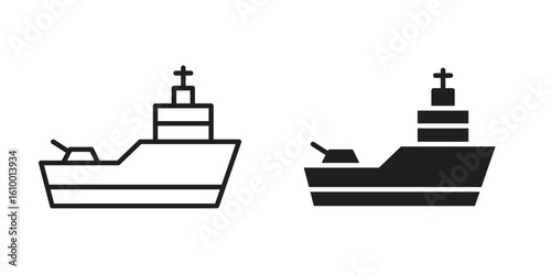 Warship icon outline vector Thin line. flat vector simple elements.
