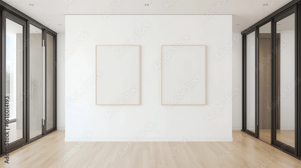Fototapeta premium Blank poster on the wall in modern office 
