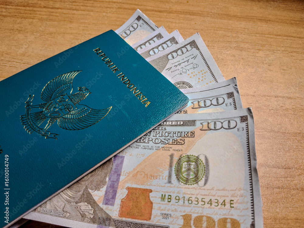 Fototapeta premium passport and money